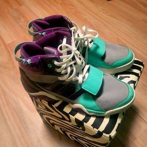 ADIDAS, SIZE 12 ,PURPLE AND TEAL